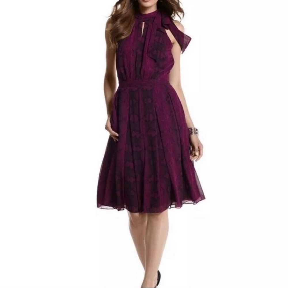White House Black Market Chiffon Dress, Snakeskin Pattern, Size 00